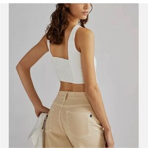 NWOT Pilcro Cream Crop Backless Bustier Tank Top